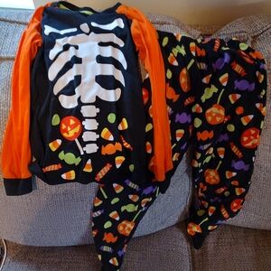 Halloween Skeleton Pajamas for Kids - Orange and Black (10)